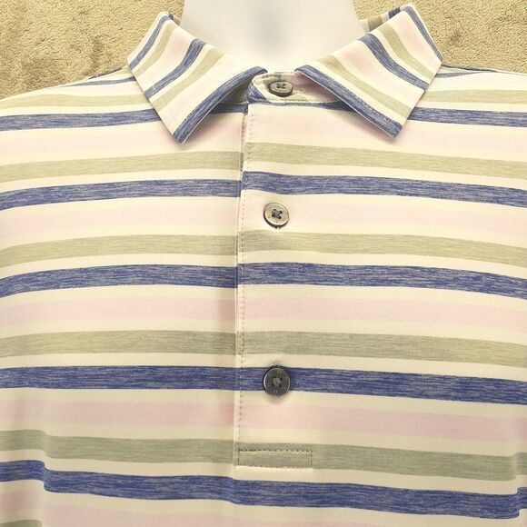 FootJoy FJ Golf Blue Pink Gray Striped Polo Shirt Men's Size 2XL Texas Star Logo - Picture 3 of 8